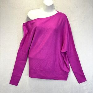 Express Modal Wool Dolman Pullover Sweater Womens Large Pink One Shoulder Comfy